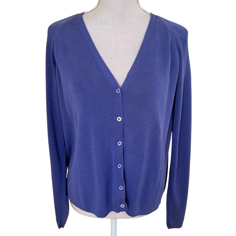 Henri Bendel Classics Lilac V-Neck Button Front Cardigan